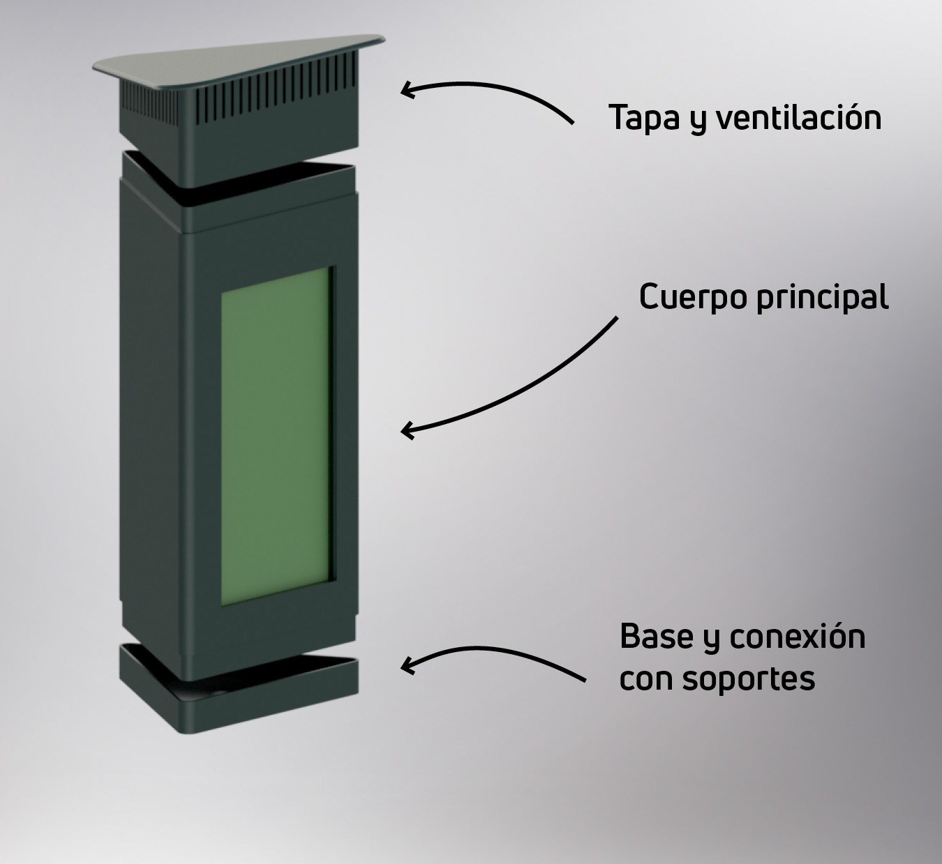 Despiece de la envolvente de la baliza inteligente SUMMU